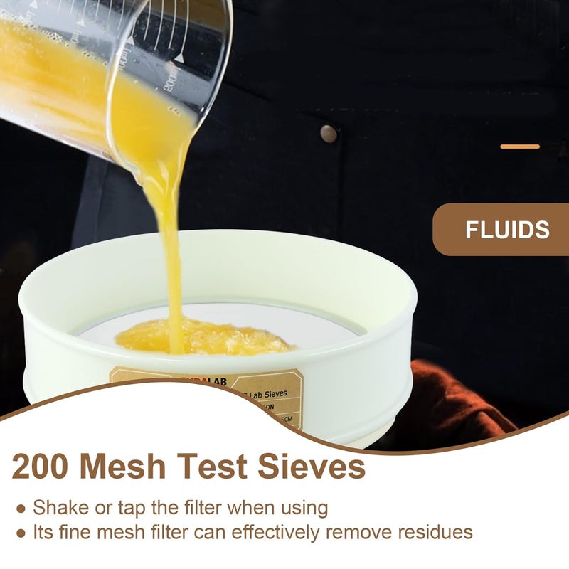 LVDALAB PVC Nylon Lab Sieve 200 Mesh(0.075mm), 7.9Inch(20cm) Diameter Sample Sifter Strainer for Industrial Lab Home - Image 3